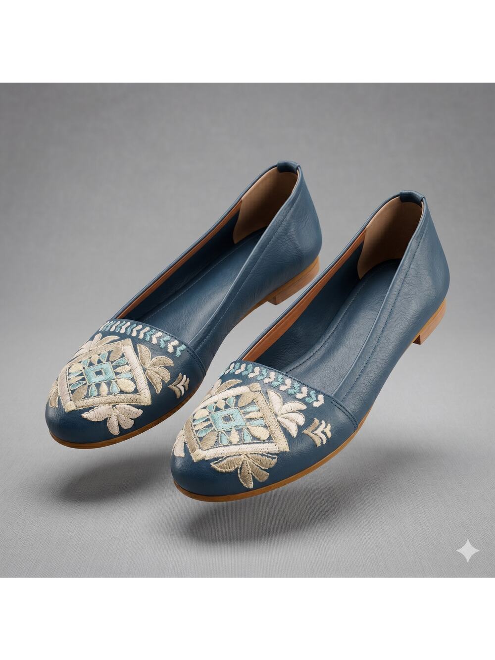 Sundance Womens 7.5 Boho Peasant Artsy Italian Leather Embroidered Ballet Flat